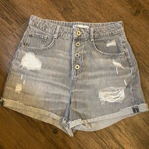 ZARA Denim Shorts gray mom jeans Size 6